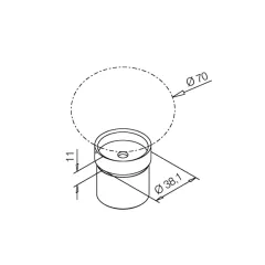 Adapter 38,1 mm fr Kugel Edelstahl Design