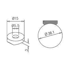 Edelstahl Design Mini Rail Adapter 10 mm auf 38.1 mm