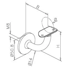 Edelstahl Design Handlaufsttze Rohr 50,8 mm Blindmontage