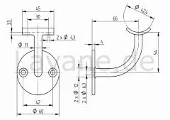 Edelstahl Handlaufsttze fr Rohr 42,4 mm Schraubmontage