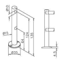 Edelstahl Design MiniRail Endsttze 11551 fr Stab 10mm