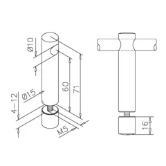 Edelstahl Design MiniRail Mittelsttze 11811 fr Stab 10mm