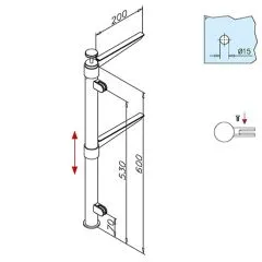 Hustenschutz Pfosten 20-112-25 links - Rohr  25.4 mm - Anthrazit Design