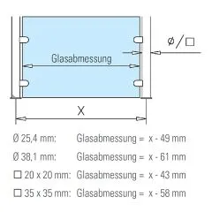 Hustenschutz Pfosten 35x35 - 20-13335 links - Edelstahl matt Design