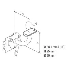 Messing Design Handlaufsttze Rohr 38,1 mm Schraubmontage